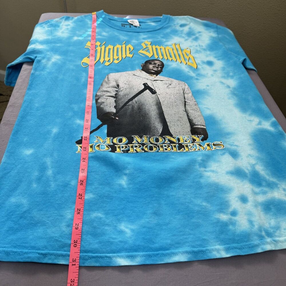 Biggie Smalls Shirt Mens Medium Blue Tie Dye Mo Money Mo Problems Rap Hip Hop - Picture 7 of 8